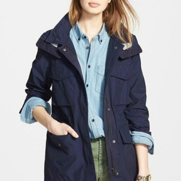Madewell Fieldwalk Navy Blue Hooded Winter Jacket Women's Size Small S - Picture 1 of 12